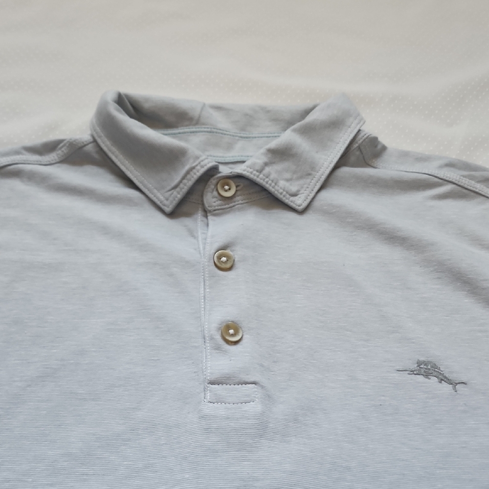 Tommy Bahama Light Gray Polo 3 Button Shirt - (Large)